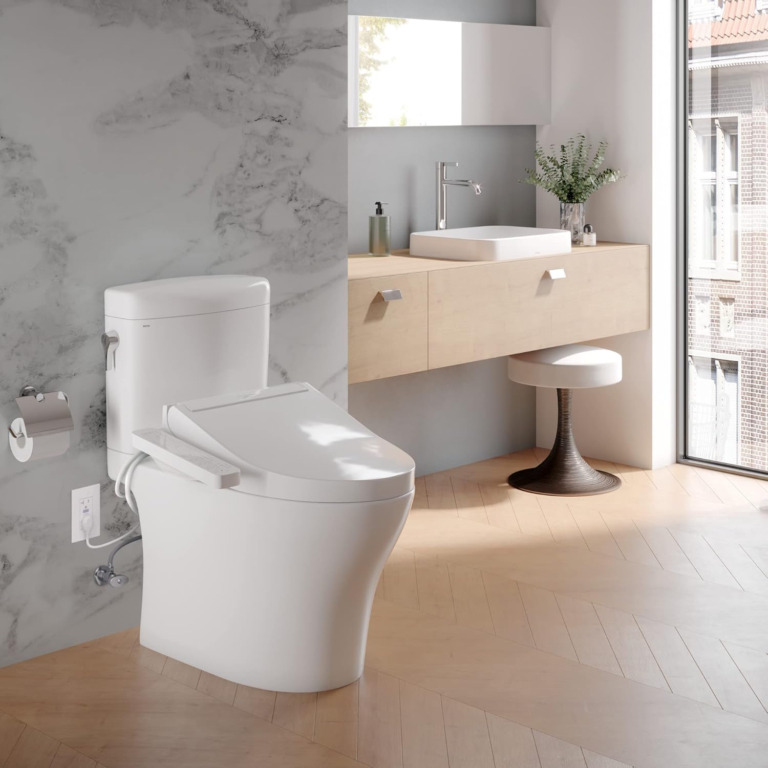 TOTO SW3074#01 WASHLET C2 Electronic Bidet Toilet Seat with PREMIST and EWATER+ Wand Cleaning, Elongated, Cotton White - Image 5