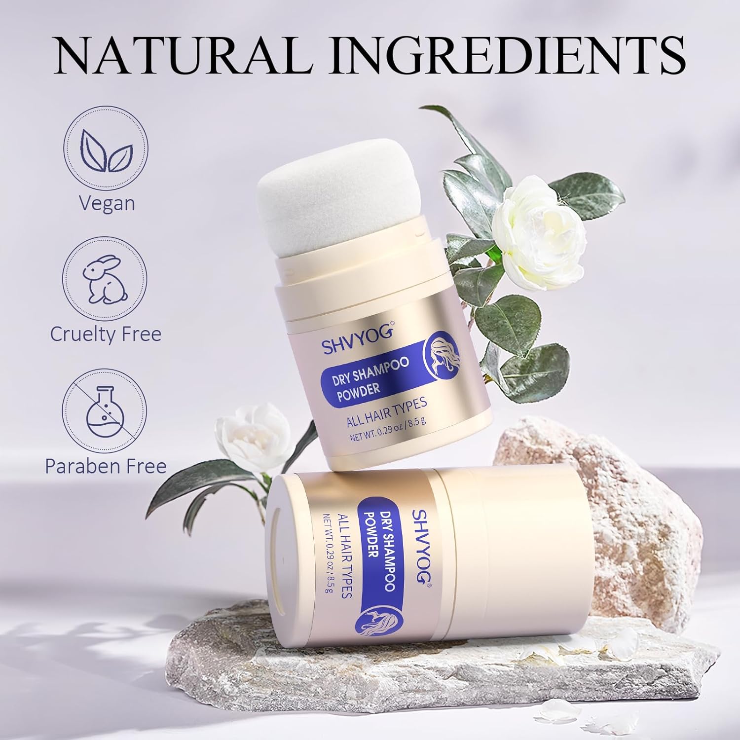 SHVYOG Dry Shampoo Powder for Women & Men, Travel Size Dry Shampoo, No White Cast, Non Toxic, Organic, Paraben & Benzene Free, Non Aerosol - 8.5g - Image 4