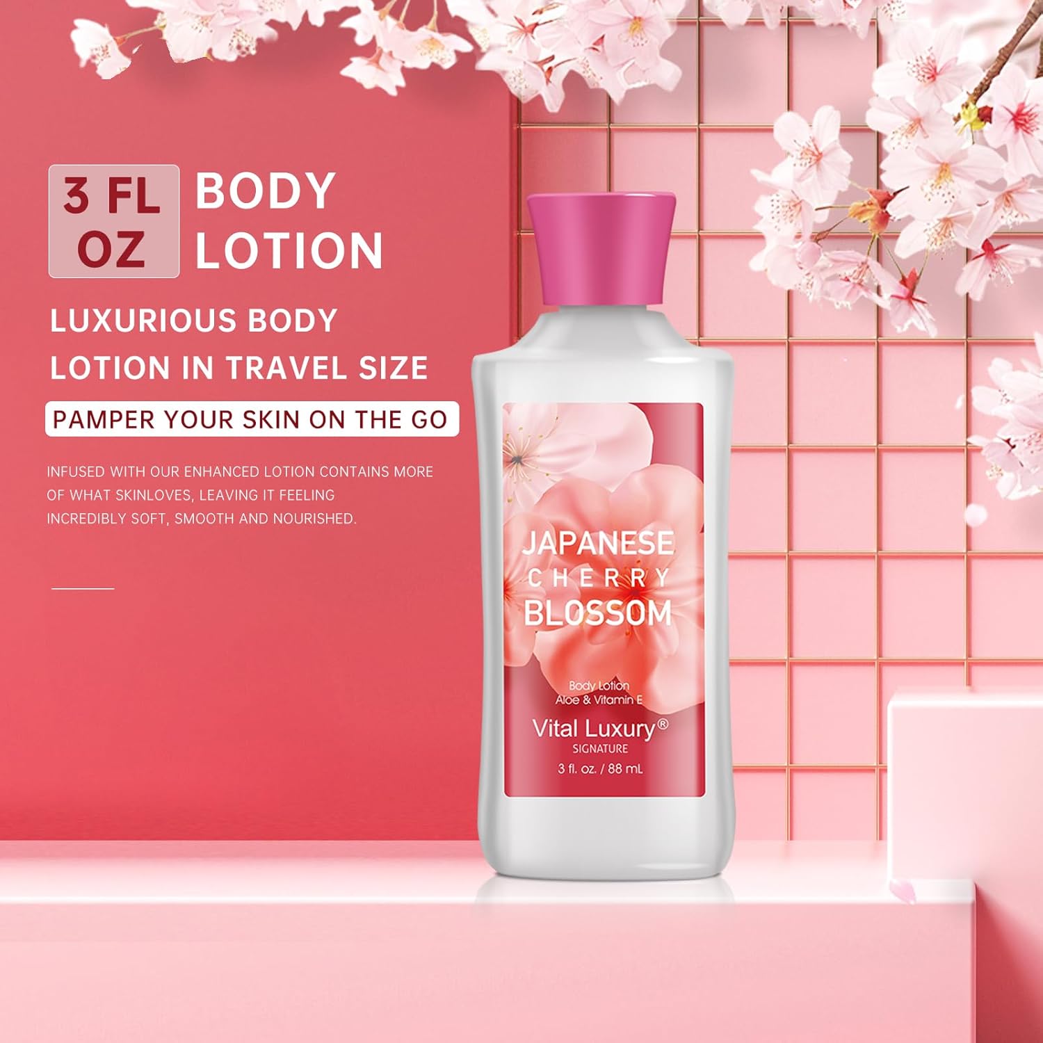 Japanese Cherry Blossom Bath and Body Gift Set for Women and Girls - Travel Size Spa Collection - Image 3
