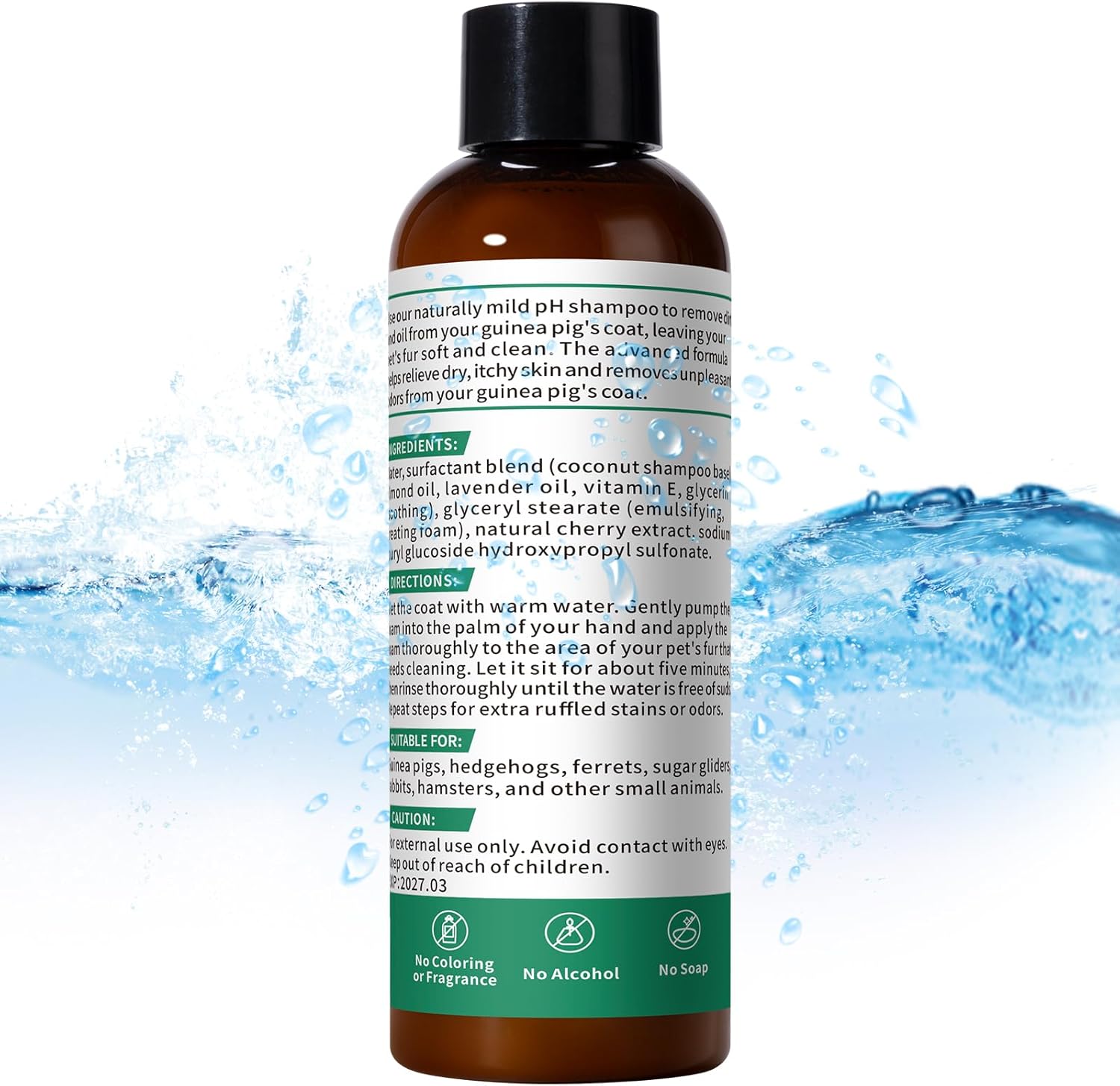 Guinea Pig Shampoo 3.5 oz - Gentle Shampoo for Small Pets Including Ferrets, Rabbits, Hedgehogs, Hamsters & Sugar Gliders - Hypoallergenic, Fragrance-Free, Soothes Itchy Skin & Removes Odors - Image 2