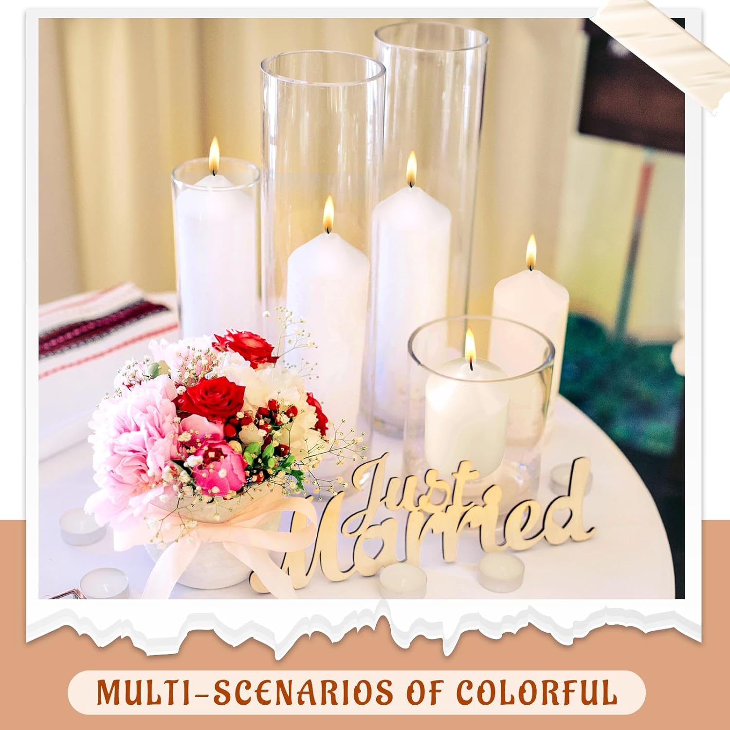 MTLEE Set of 60 Large Unscented White Pillar Candles 3 Sizes 2x3, 2x5, 2x8 Home Event Decor - Image 7