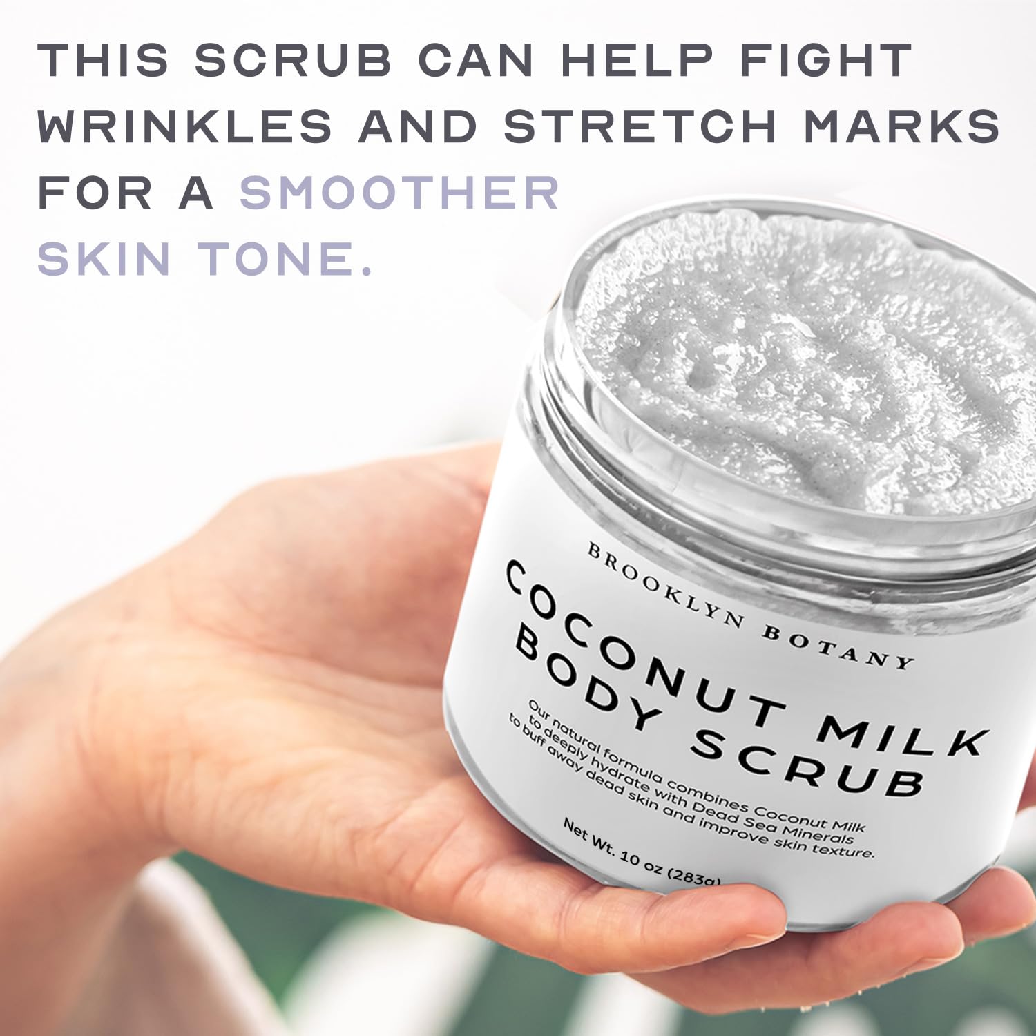 Brooklyn Botany Dead Sea Salt and Coconut Milk Body Scrub - Moisturizing and Exfoliating Body, Face, Hand, Foot Scrub - Fights Stretch Marks, Fine Lines, Wrinkles - Great Gifts for Women & Men - 10 oz - Image 7