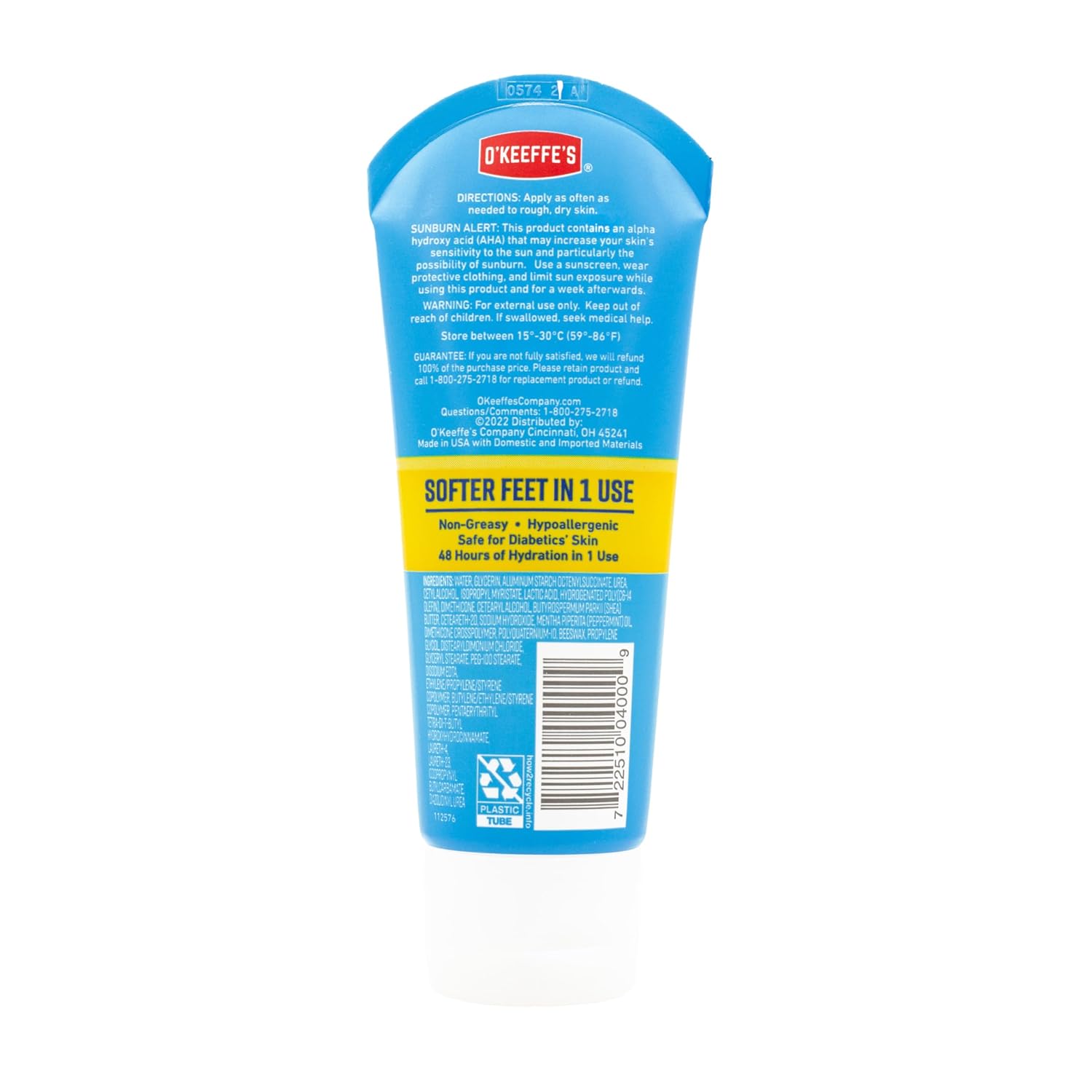 O'Keeffe's for Healthy Feet Intense Renewal Cream with Urea & Alpha Hydroxy Acid - 3 oz Tube (1 Pack) - Softens and Chemically Exfoliates Extremely Callused, Dry Feet - Image 9