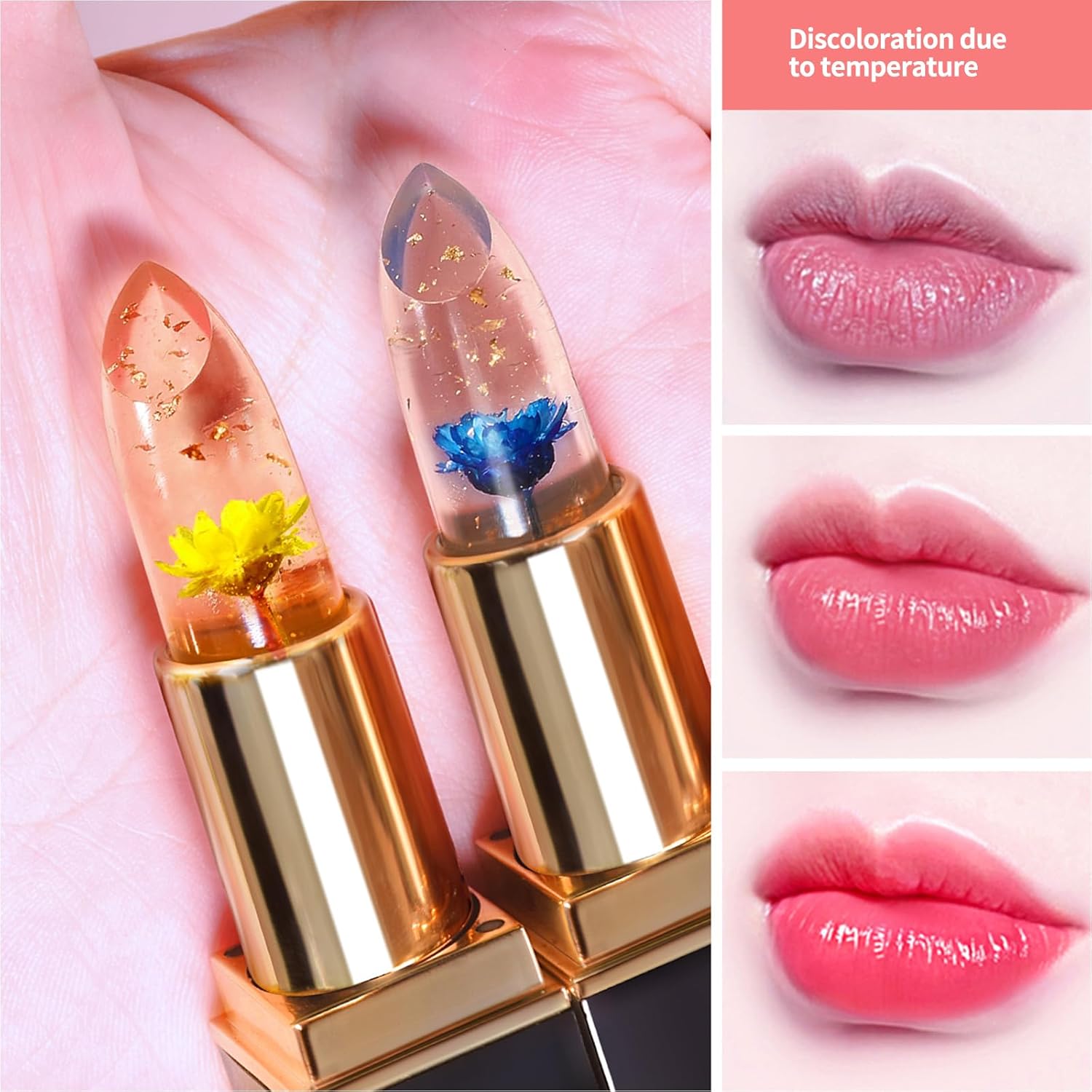BLUE LOVE Color Changing Jelly Lipstick Hydrating Flower Balm Long-Lasting Moisturizer 2 Count Pack - Image 6