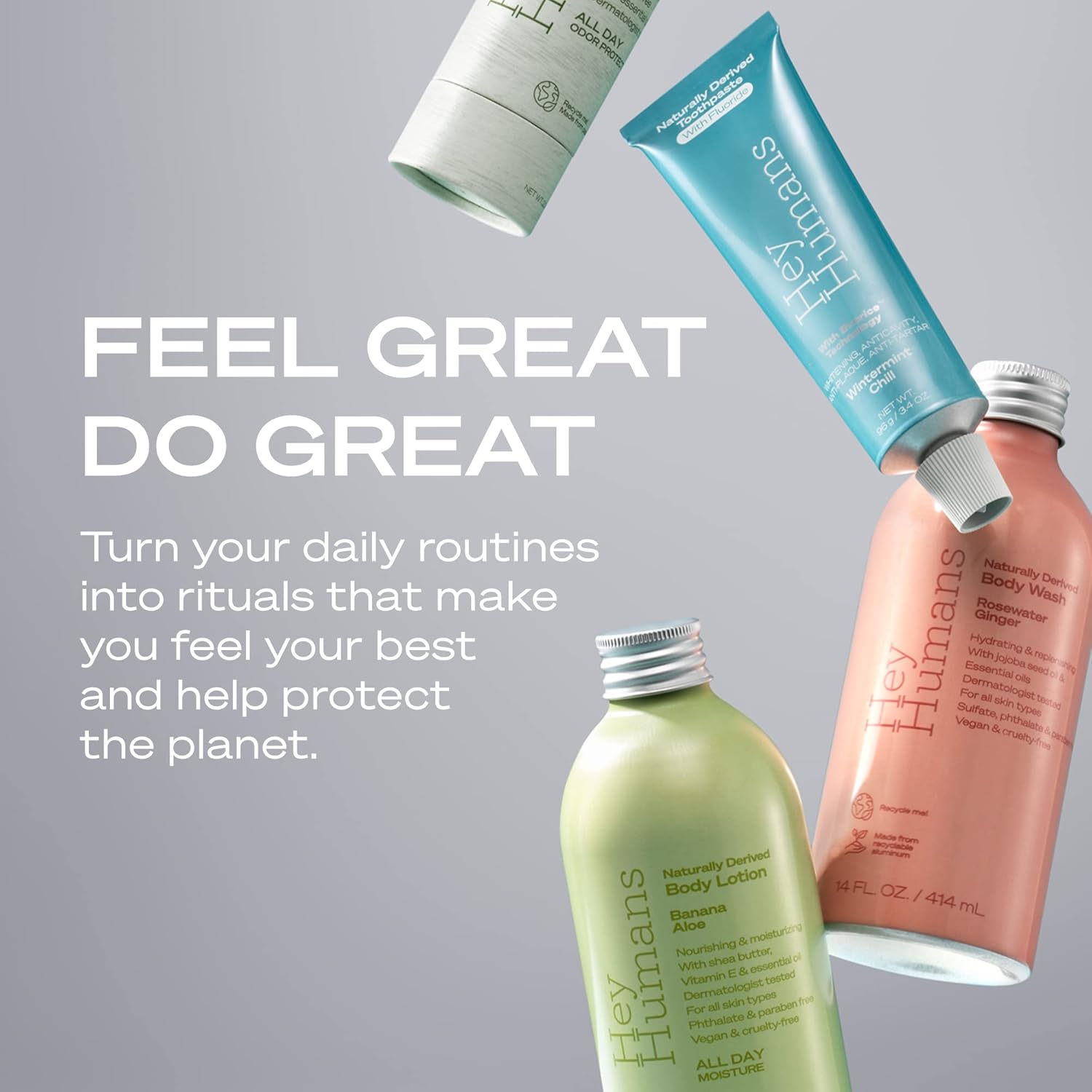 Three 14 fl. oz. bottles of Hey Humans Banana Aloe Moisturizing Body Wash with Jojoba Oil, Vegan, Sulfate-Free - Image 7