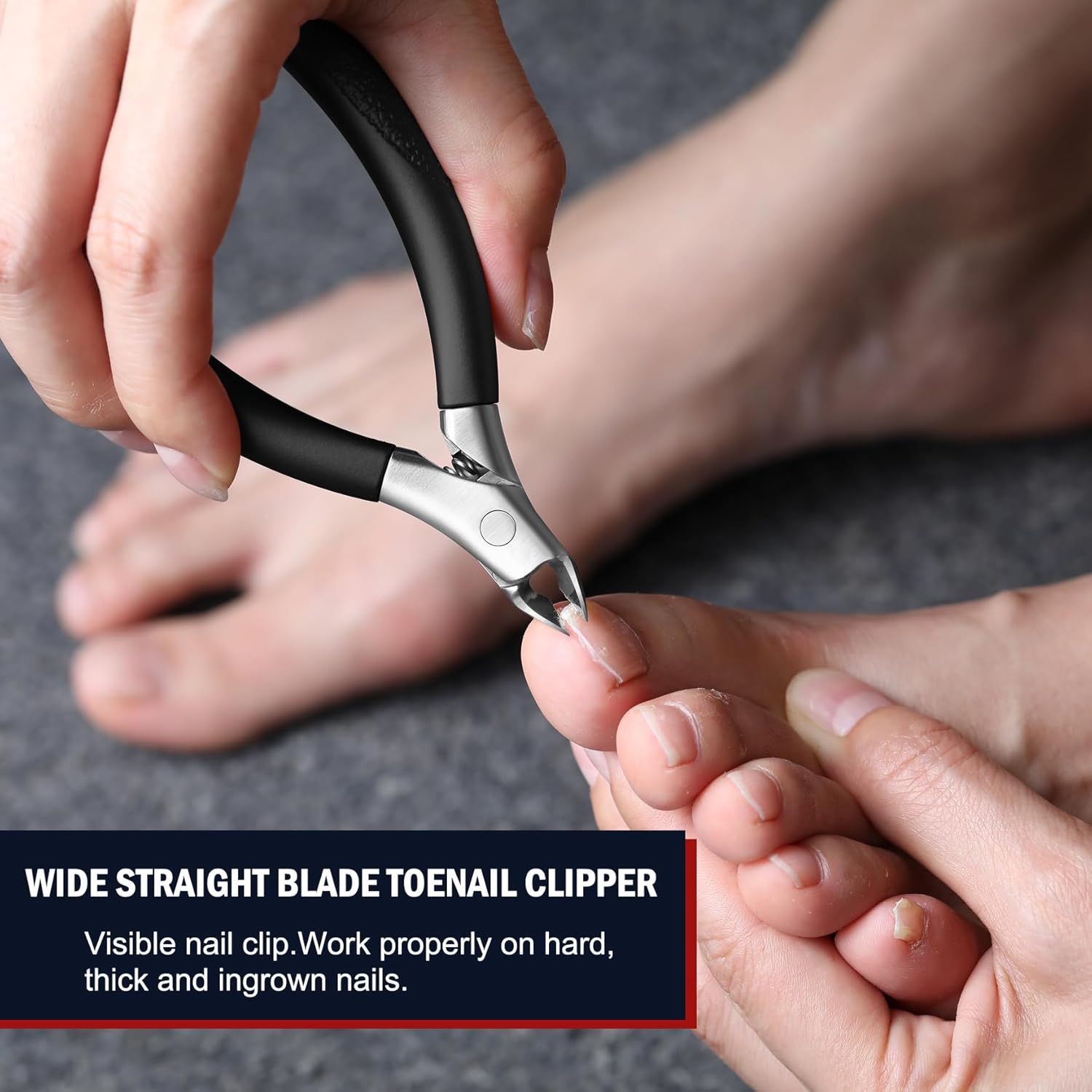 FVION Toenail Clippers for Ingrown Toenail, Straight Nail Clippers for Ingrown Toenails, Professional Ingrown Toenail Treatment for Adults, Seniors, Men and Women (Black) - Image 2
