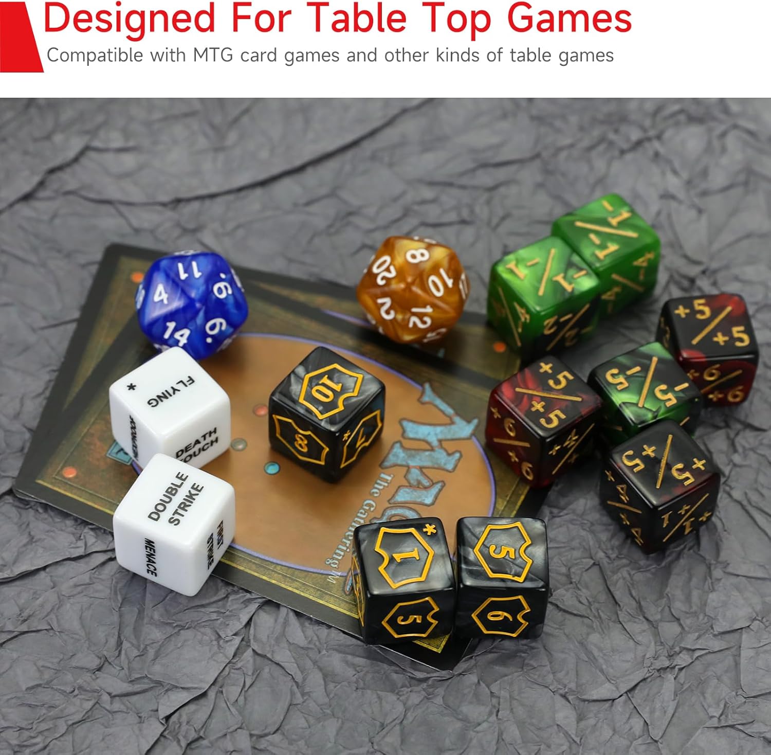SIXPOINTS 65PCS MTG Dice Counters Bulk Ability Keywords +1/-1 Tokens 6 Sided & D20 Dice Set for Magic The Gathering, MTG, TCG, Card Games Accessories - Image 3