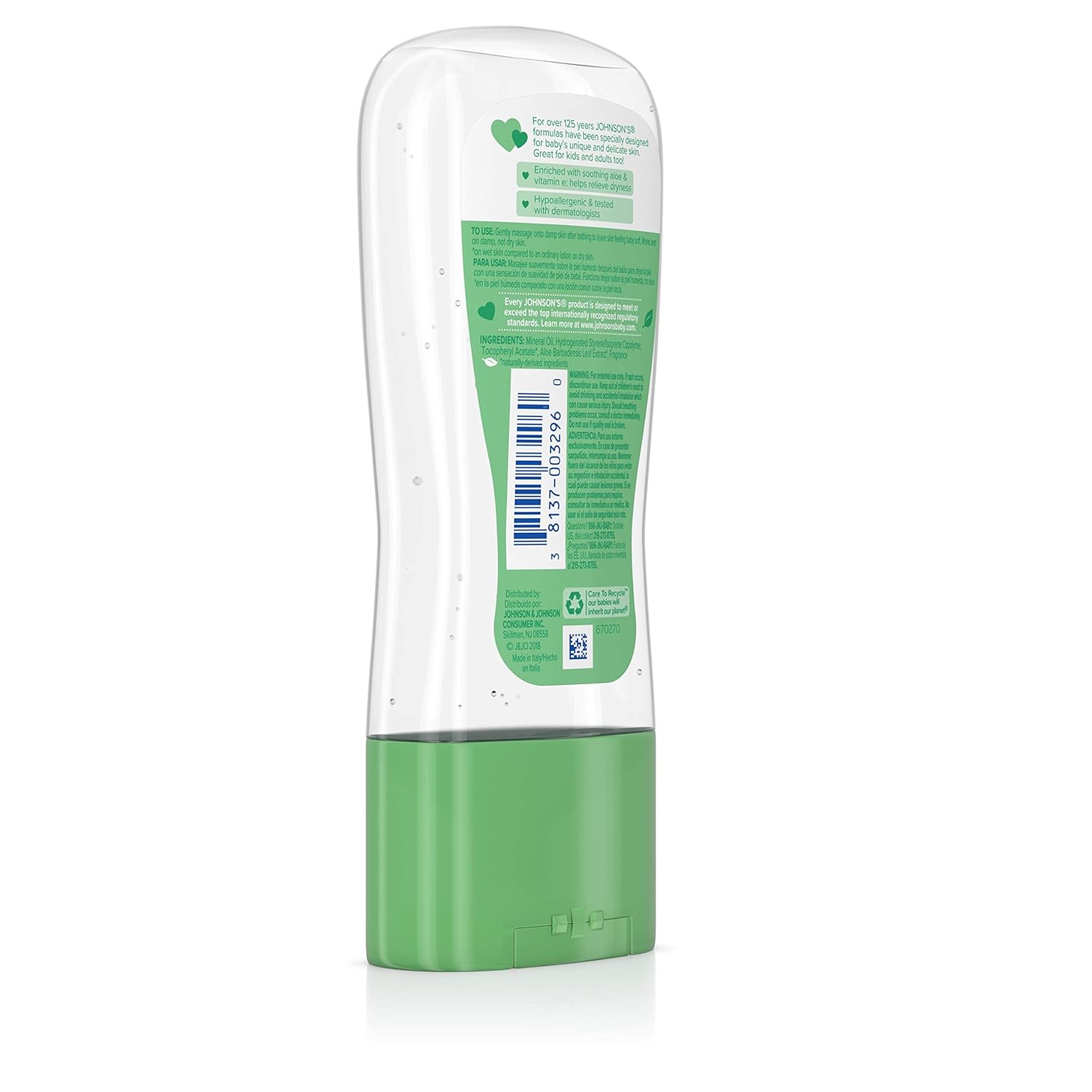 Johnson's Baby Oil Gel with Aloe Vera & Vitamin E, Hypoallergenic Baby Skin Care, 6.5 fl. oz - Image 8