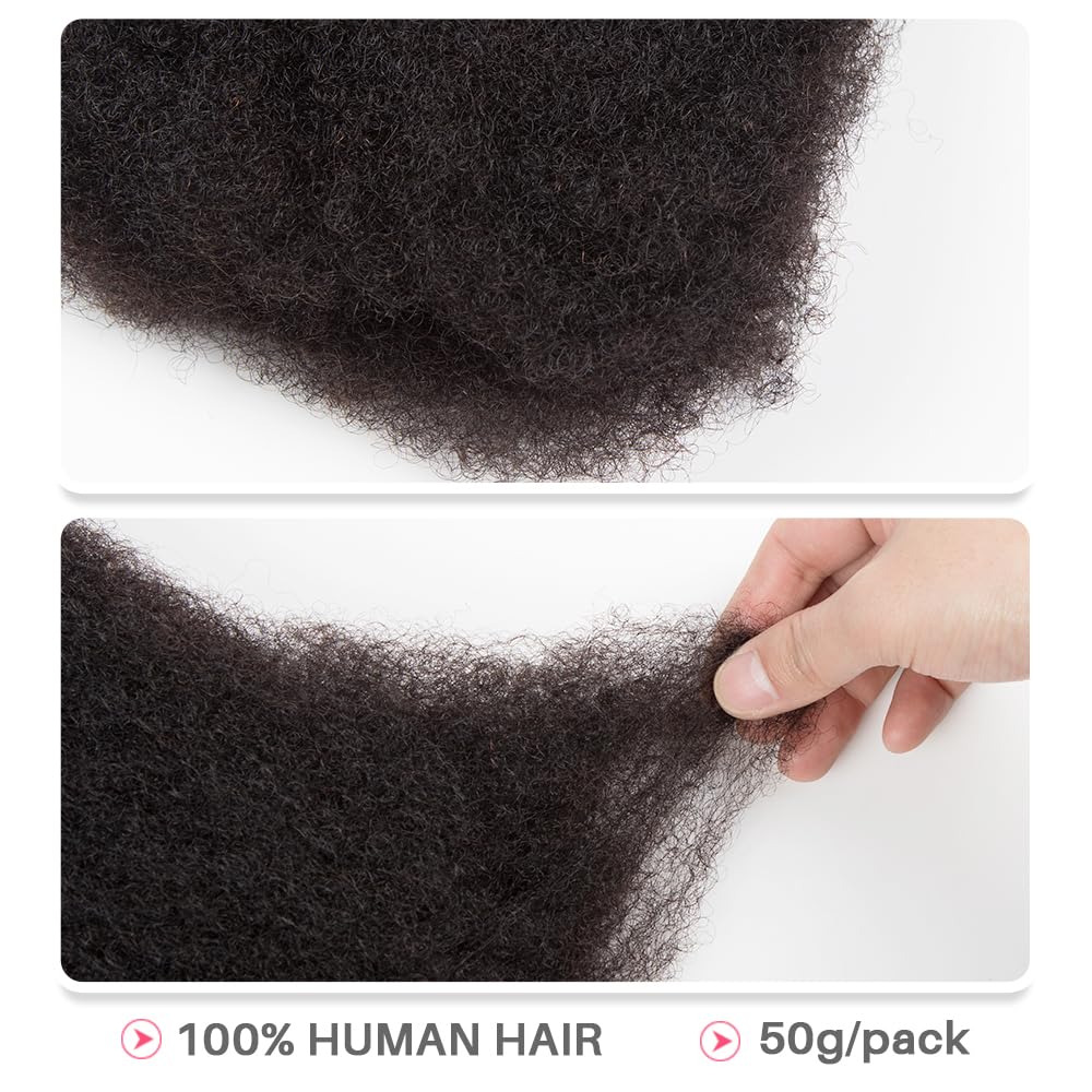 QVR 18 Inch Natural Black 50g 100% Human Hair Bulk for Dreadlock Extensions - Image 4