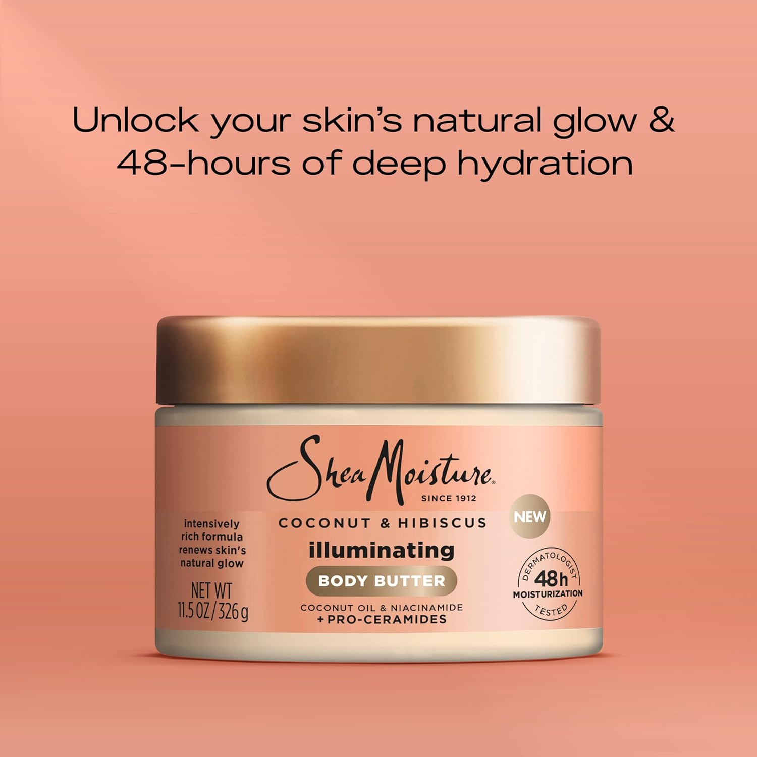 SheaMoisture Illuminating Body Butter with Coconut & Hibiscus, Niacinamide and Pro-Ceramides, Renewing Skin’s Natural Glow, 48H Moisturizing 11.5 oz - Image 3