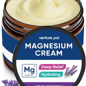 Venture Pal Magnesium Lotion, Topical Magnesium Cream for Sleep, Leg Cramps & Pain, Muscle Relaxation, Calm, Moisturizing Supplement with Coconut Oil, Shea Butter & Hyaluronic Acid, Safe for Kids