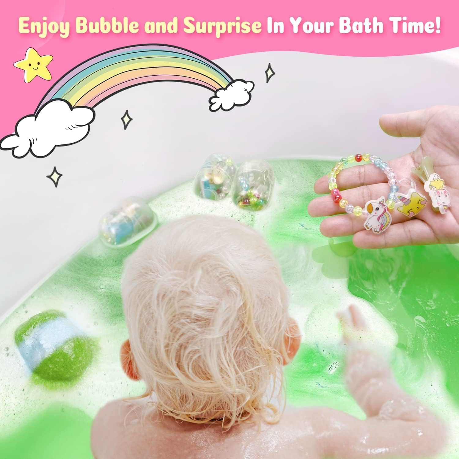Bath Bombs for Kids with Girls Jewelry Inside, 6PCS XXL Surprise Bath Bombs with 18PCS (6 Sets) Jewelry Inside, Natural Organic Toys Bath Fizzy Bombs, Kids Birthday Christmas Basket Stuffers - Image 2