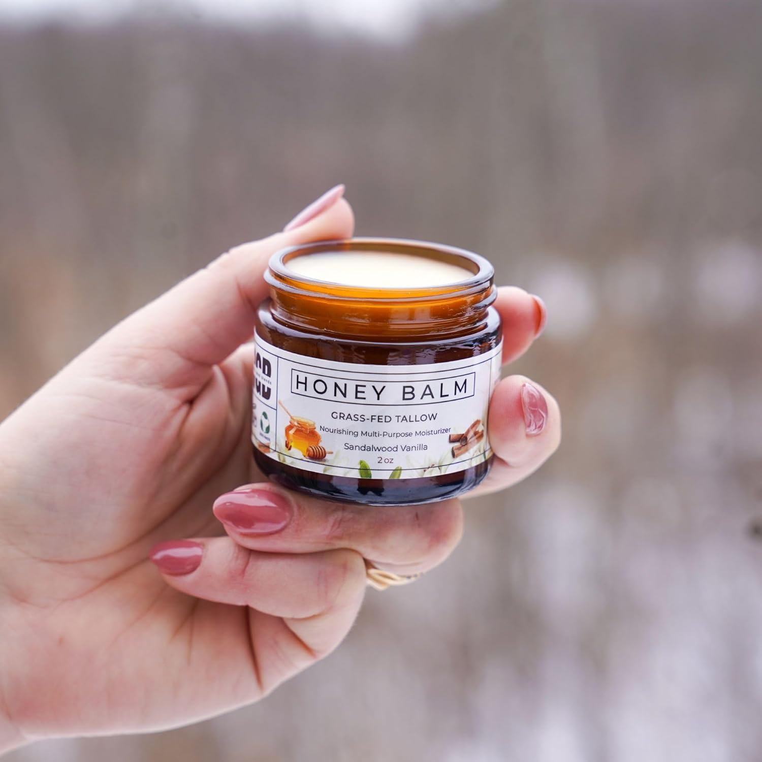Tallow and Honey Balm, Organic Body Butter, Grass-Fed Beef Tallow for Skin, Soothing All-Natural Moisturizer for Body and Face | Made in USA - 2 oz (Sandalwood Vanilla) - Image 2