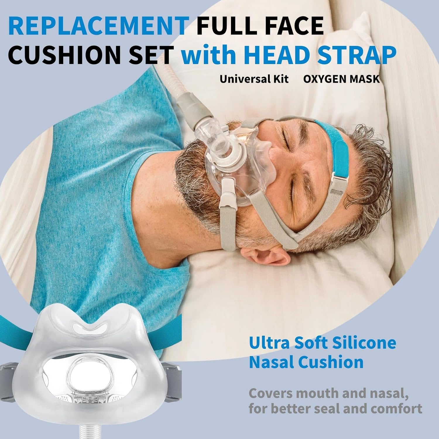 CPAP Mask, Upgrade CPAP Full Face Mask CPAP Supplies with Headgear, Elbows, Cushion and Tube, Suitable for Various Models of CPAP Machines (M) - Image 5