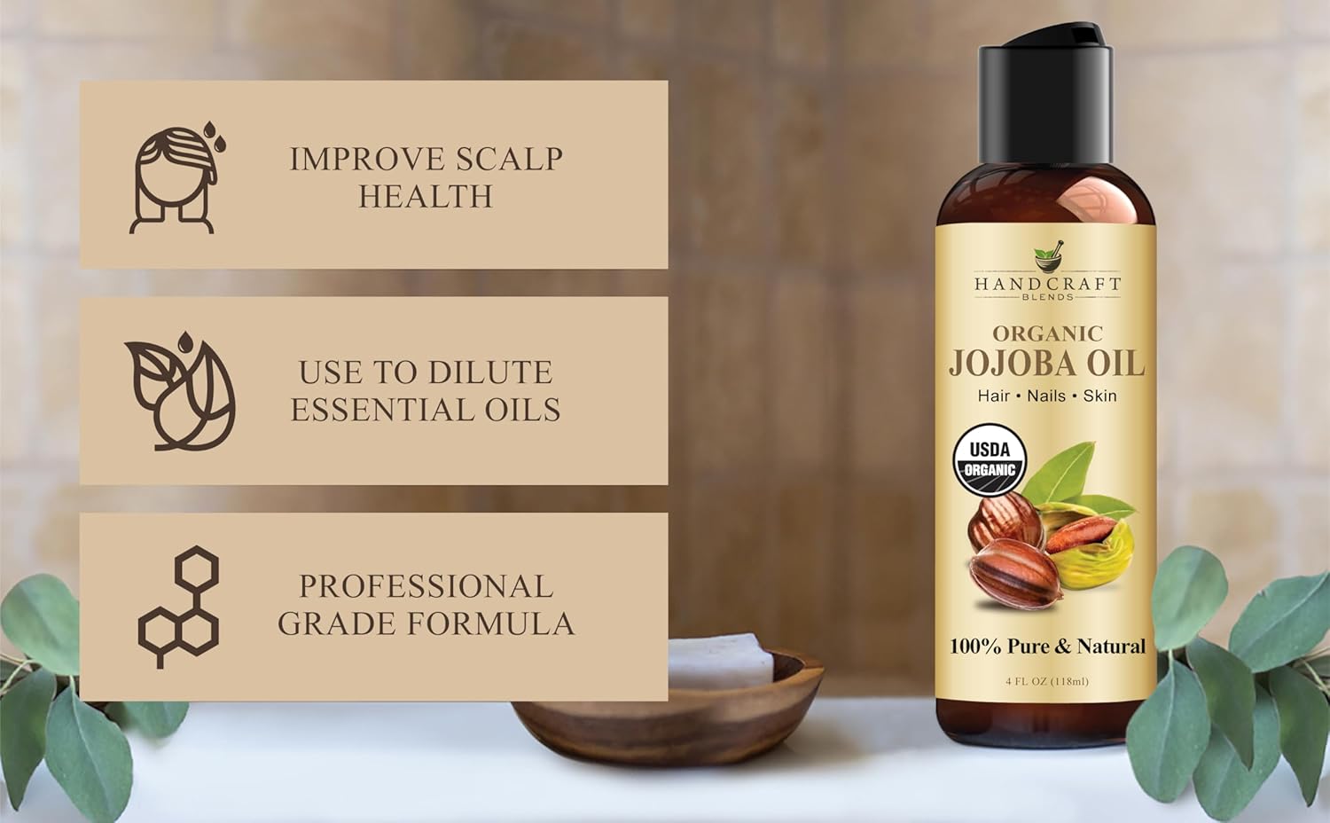 Handcraft Blends Organic Cold-Pressed Jojoba Oil 4 Fl Oz 100% Pure Carrier Oil - Image 4