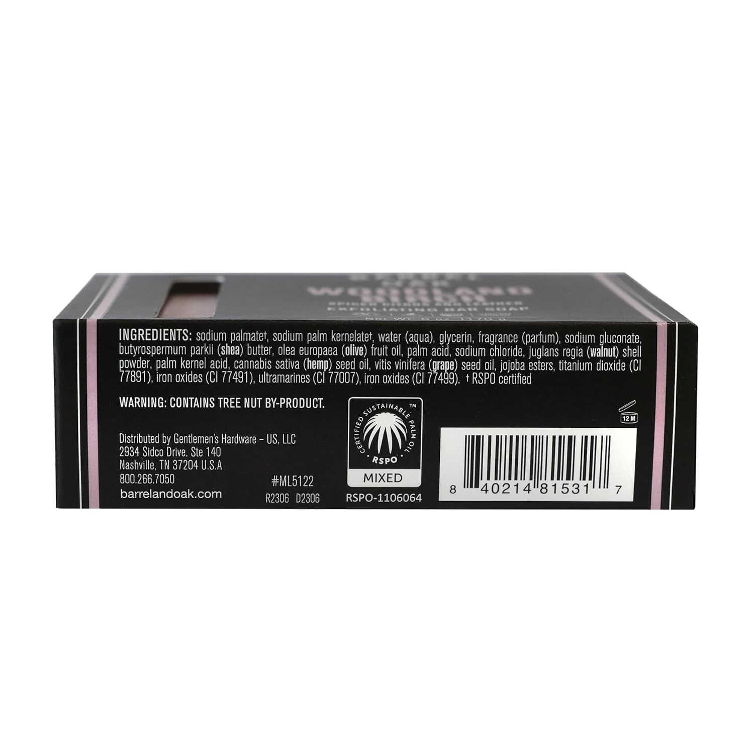 Barrel & Oak - Exfoliating Bar Soap, Men's Soap Bar, Deep Cleans Pores & Removes Dead Skin, Certified Sustainable Palm Oil, Charcoal Powder, & Olive Stone, Vegan (Woodland Birch, 6 oz) - Image 2