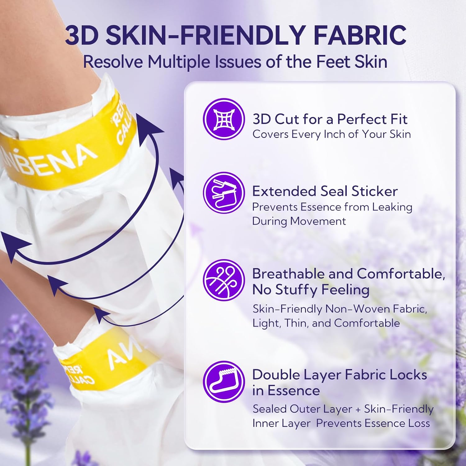 LANBENA Lavender Foot Peel Mask for Soft Feet, Removes Dead Skin and Calluses, 2 Pairs - Image 6