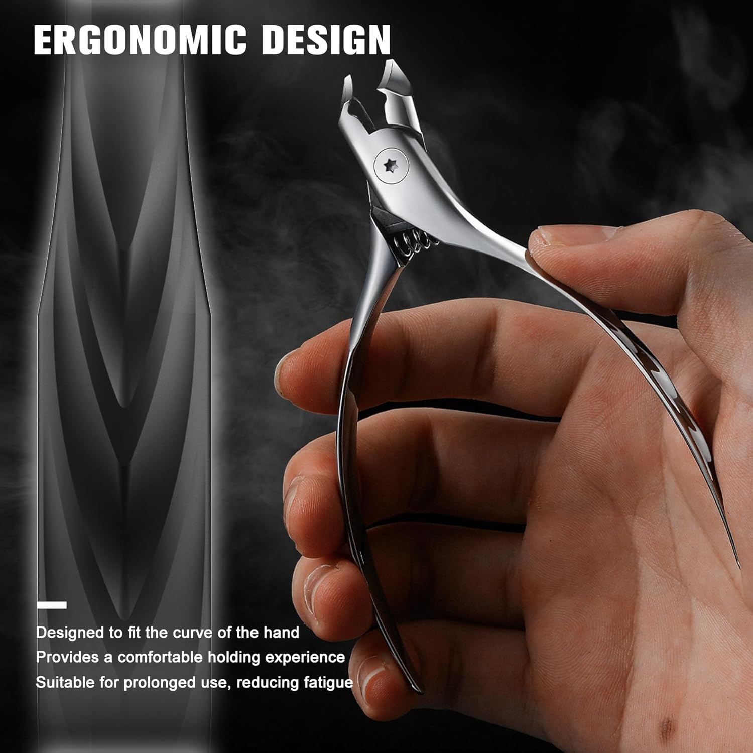 FERYES Wide Jaw Thick Toenail Clippers Thick Toenails - Precision Stainless Steel Toe Nail Clippers for Thick Nails for Seniors with Catcher - Silver - Image 5