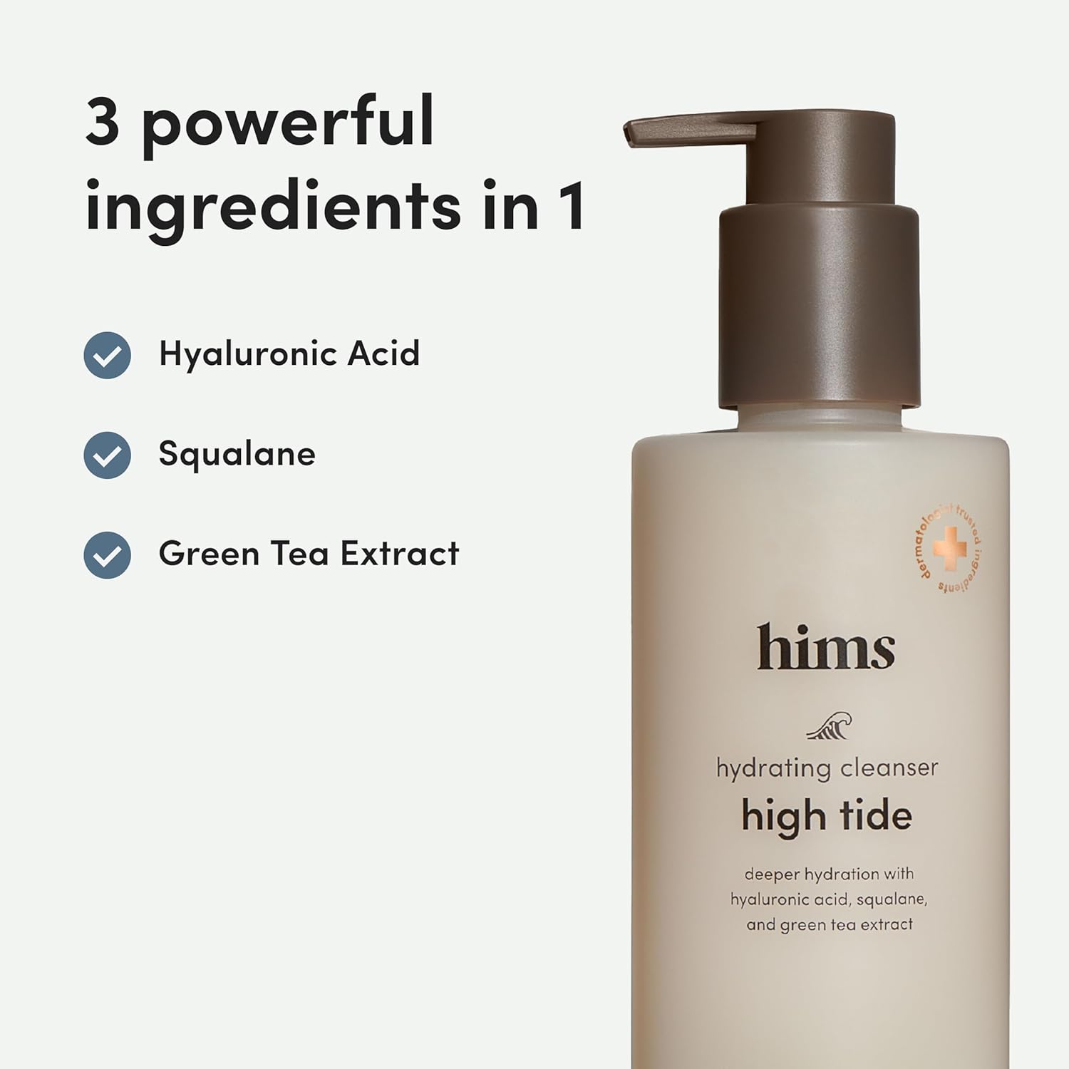 hims High Tide Hydrating Daily Cleanser for Men - Gentle Face Cleanser with Hyaluronic Acid, Squalane and Green Tea Extract - Lemongrass Field Scent - Image 5