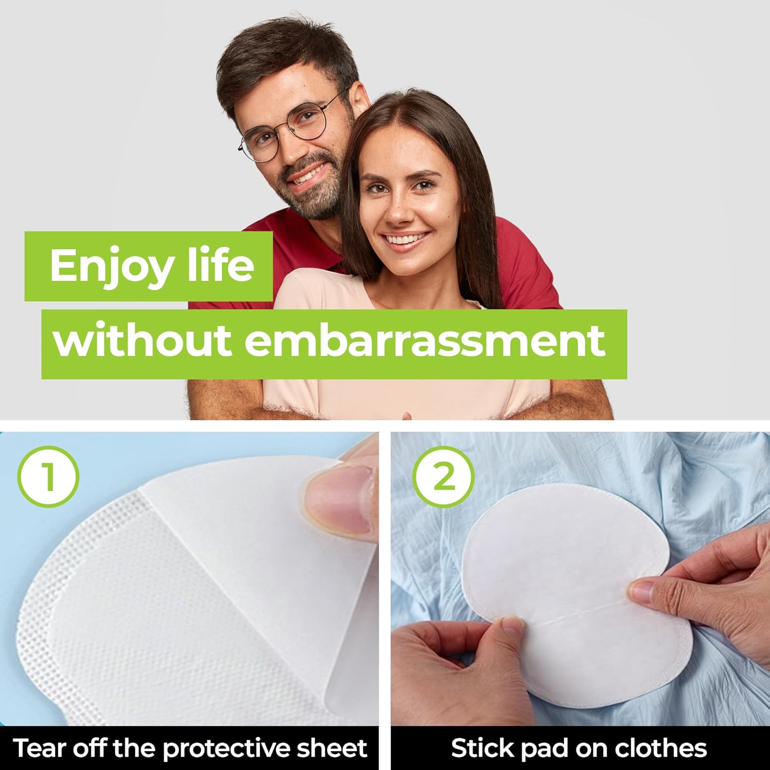 MONIER Armpit Sweat Pads for Under Arms - Extra Comfort, For Hyperhidrosis, for Men and Women, Not Visible, Disposable Dress Shields/Guards, Anti Sweat Armpit Protection - Image 2