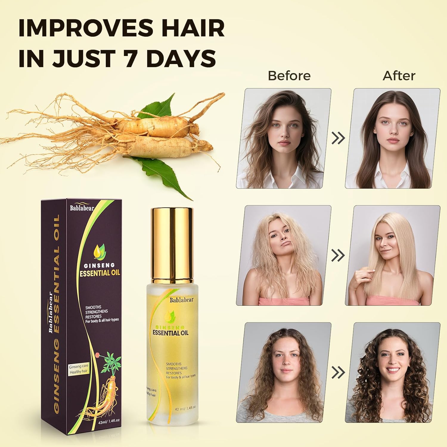 Hair Oil for Frizzy Hair, Hydrating Serum for Damaged Hair, Anti-Frizz & Heat Protectant Oil for Split Ends Repair, Leave-In Conditioner for Dry Hair, Lightweight Aceite para el Cabello - Image 2