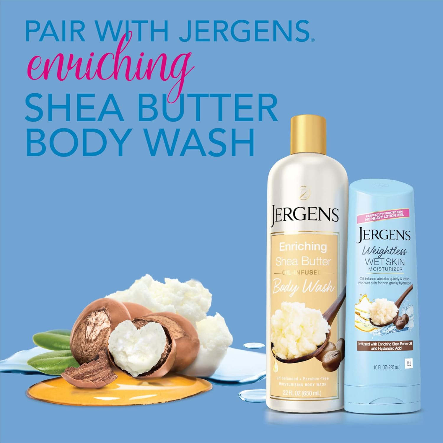 Jergens Shea Butter Oil Wet Skin Body Moisturizer 10 Oz Fast-Absorbing Lotion for Dry Skin - Image 6