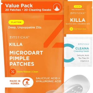 ZitSticka Killa Acne Patches for Face - World's Most Potent Pimple Patch with Fast-Acting Microdarts - Starts Working within 2 Hours for Deep, Early-Stage Zits - 20 Count