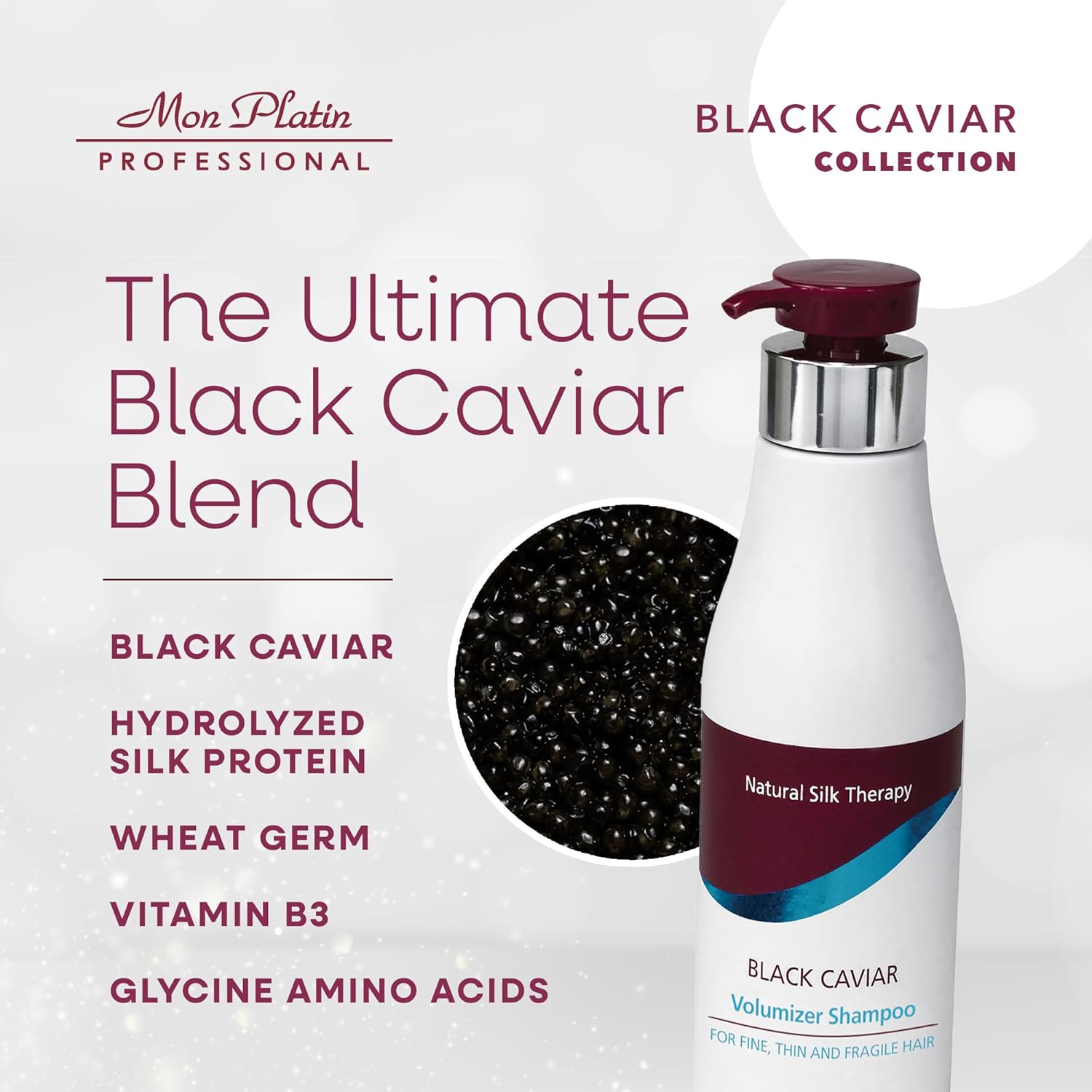 Mon Platin Black Caviar Volumizing Shampoo and 500ml Hair Mask for Fine Hair - Image 3