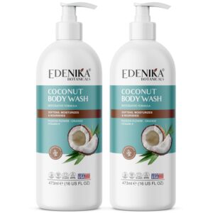 Coconut Body Wash with Vitamin E & Niacinamide, Deep Moisturizing & Nourishing, Leaves Skin Feeling Soft & Hydrated, Natural Shower Gel for Dry & Sensitive Skin (16 fl oz, 2-Pack)