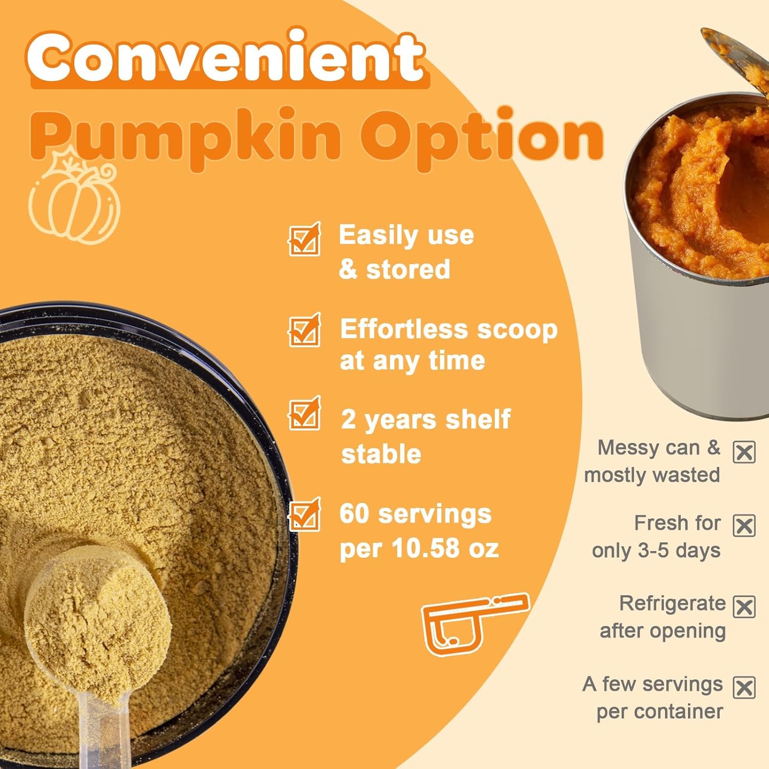 Pumpkin for Dogs - Natural Fiber for Dogs and Cats, with Apple, Dog Probiotics for Digestive Health, Support Firm Stool, Diarrhea, Constipation, Add Water to Make Pumpkin Puree for Dogs, 10.58 oz - Image 4