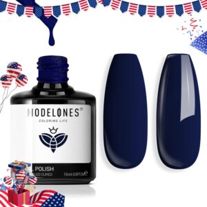 modelones Blue Gel Nail Polish, 15ML Navy Blue Color Soak Off Uv LED Nail Lamp 4th of July Gel Polish, Presidents' Day Patriotic Gel Polish Nail Art Design Manicure Salon DIY Salon Gel