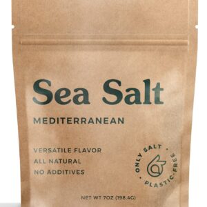 Only Organic Mediterranean Sea Salt - Fine Grain Kosher Salt Rich in 70+ Trace Minerals - Unrefined, All-Natural Seasoning for Cooking, Grilling & Electrolyte Drinks, 7 oz Bag