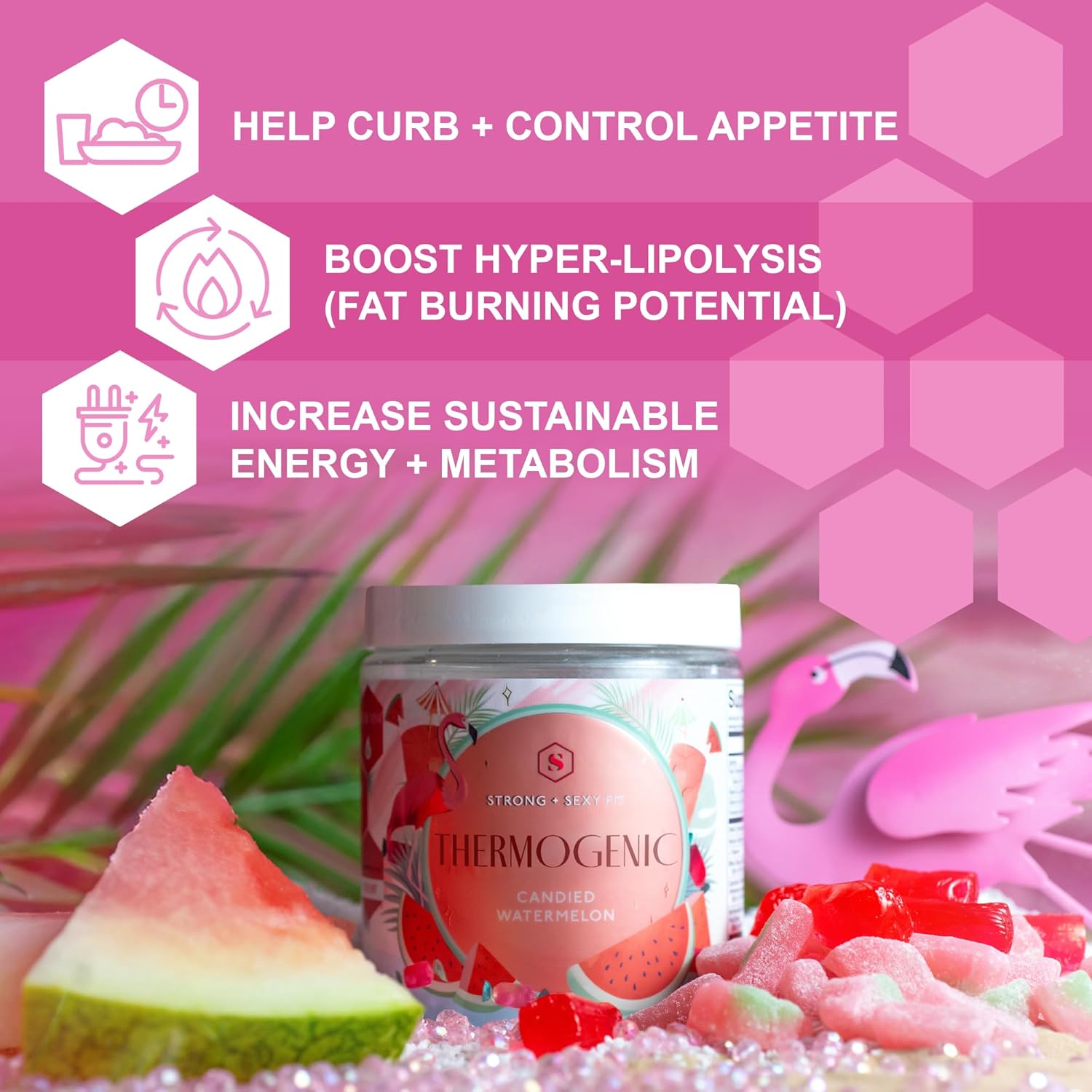 Strong & Sexy Fit Women's Workout Drink Powder, Weight Support, 30 Servings, Candied Watermelon - Image 3