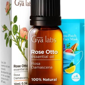 Gya Labs Rose Essential Oils for Skin Use - 0.34 Fl Oz - 100% Pure Natural Rose Oil for Face, Hair, Diffuser, Perfume & Candle Making Scent Aromatherapy