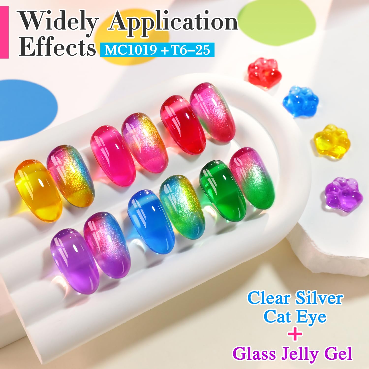 Double Rhythm 6 Pcs 15 ML Gel Polish Set Same Color Same Bottle Soak Off Gel Polish Kit Nail Art Manicure Salon DIY at Home for Women (Jelly Yellow Pink Red Purple Blue-T6-25) - Image 9