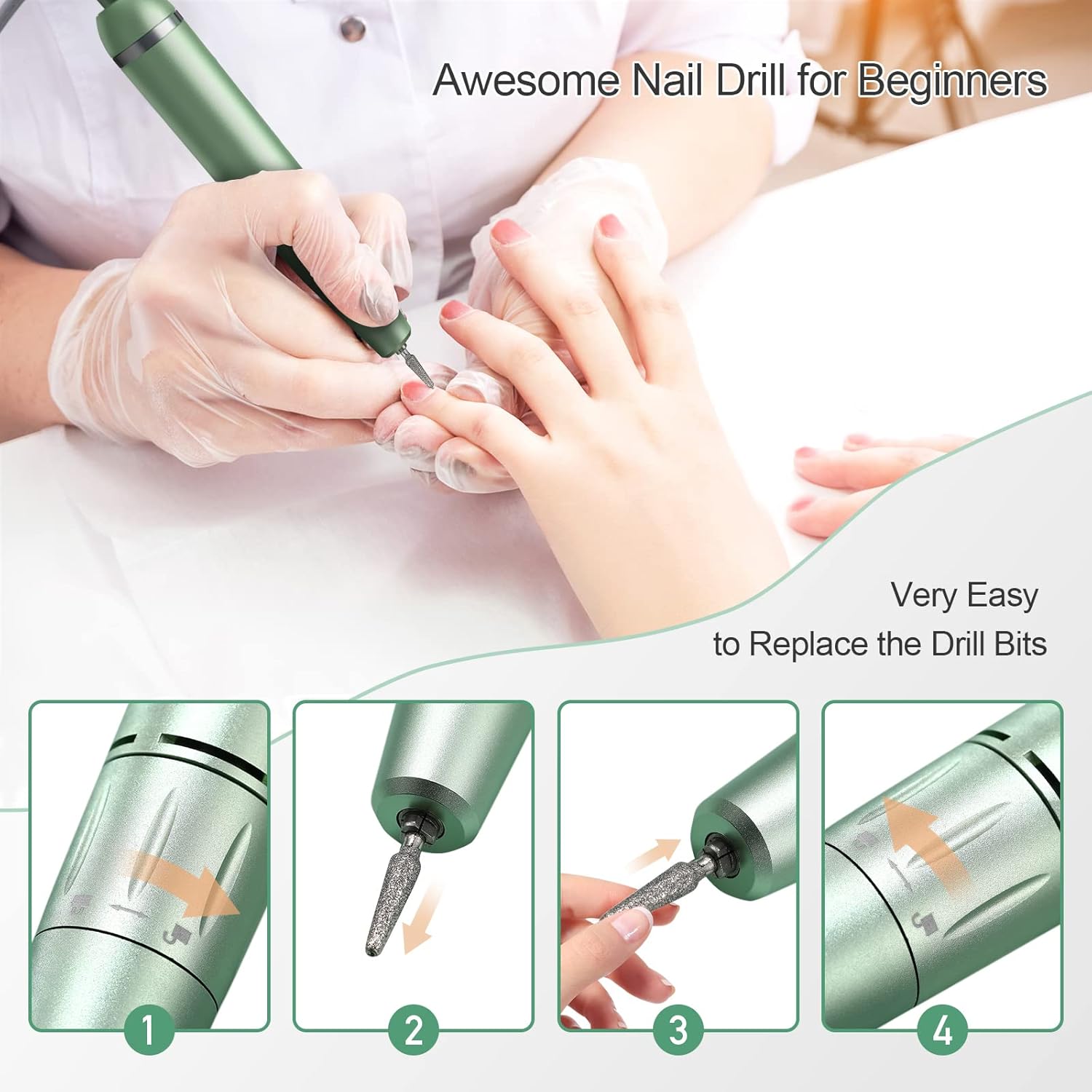 Rechargeable Portable Electric Nail Drill Kit with 7 Bits for Home Manicure Pedicure - Image 7