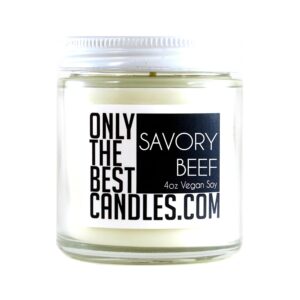 Savory Beef Scented Glass Jar Candle | Glass Jar 4oz | Vegan Soy Wax | Handmade Small Business | Lasts 40+ Hours