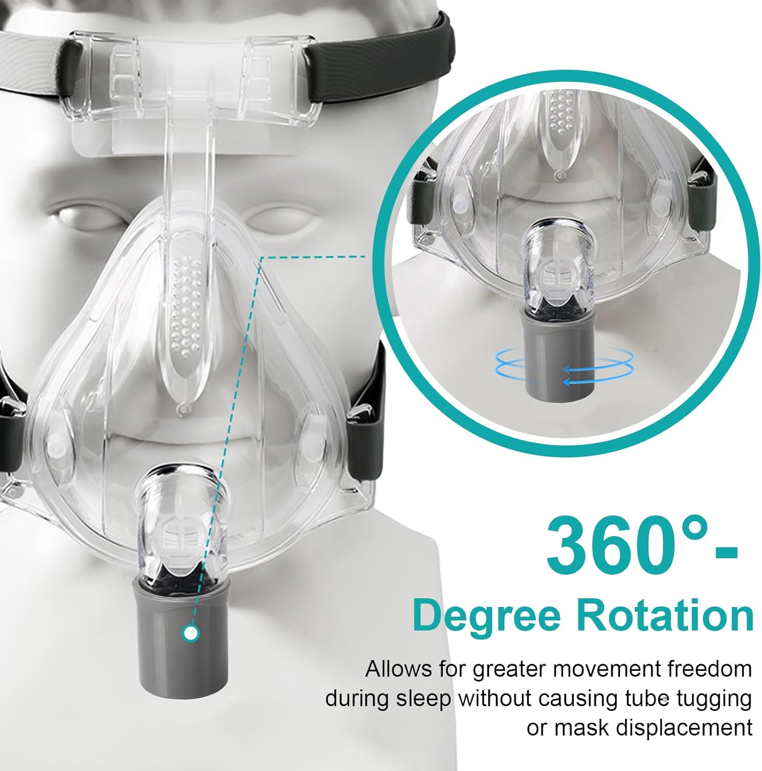 Swivel for CPAP Mask, Compatible with Eson Nasal and Simplus Full Face CPAP Masks, 360 Degree Swivel Connector for Enhanced Comfort, Reduces Tube Tangling & Air Leaks - Image 4