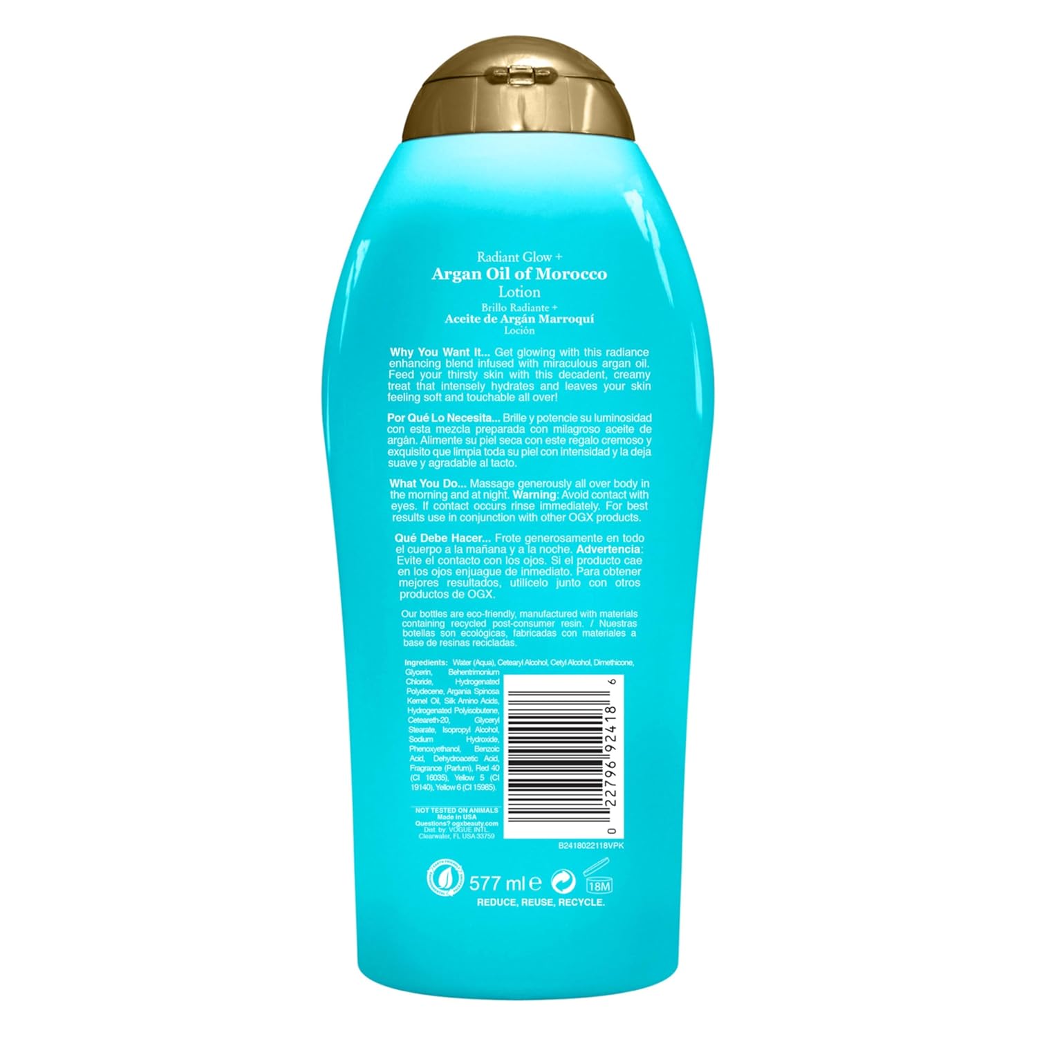 OGX Radiant Glow Argan Oil of Morocco Extra Hydrating Body Lotion Dry Skin 19.5 Ounce - Image 8
