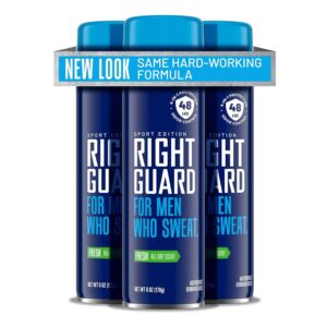 Right Guard Sport Antiperspirant & Deodorant Spray, 4-in-1 Protection Spray Deodorant For Men, Blocks Sweat, 48-Hour Odor Control, Fresh Scent, 6 oz. (3 count)