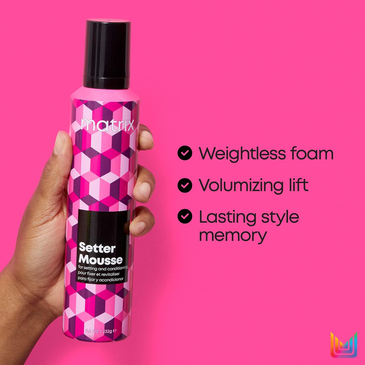 Matrix Setter Mousse - Provides Volumizing Lift and Shine, Humidity Resistant and Controls Frizz, For All Hair Types, Professional Hair Styling and Salon Styling Mousse, 8.2 Oz - Image 2
