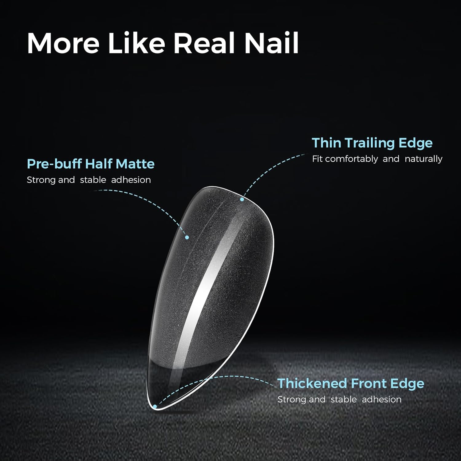 TOMICCA 240PCS Short Almond Clear Acrylic Nail Tips Kit 15 Sizes for Home DIY Manicure - Image 6