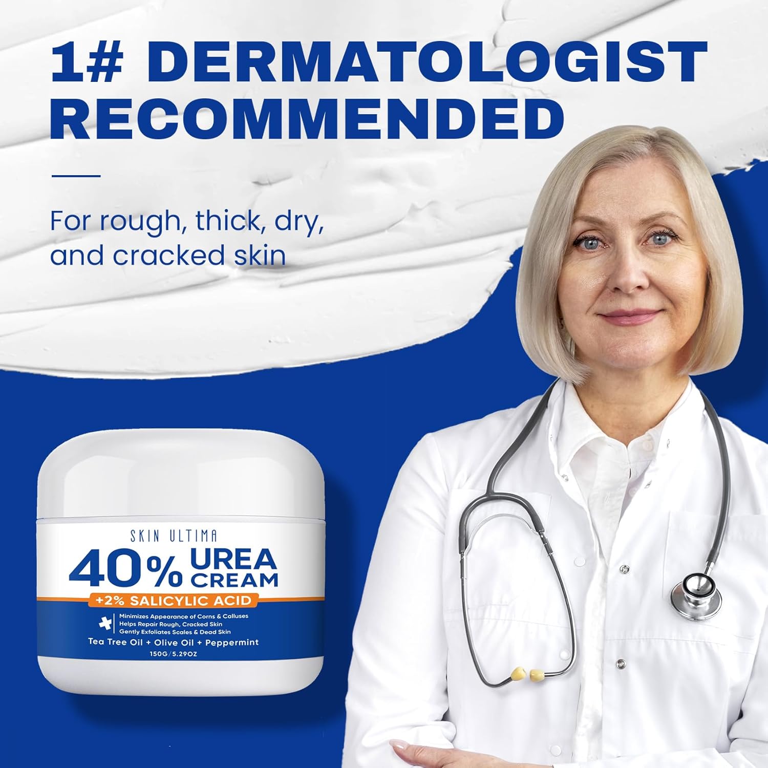 Urea Cream 40 percent for Feet with 2% Salicylic Acid, Maximum Strength & Intensive Repair Care for Dry Cracked Heels, Relief for Dry Foot, 5.29 OZ - Image 5