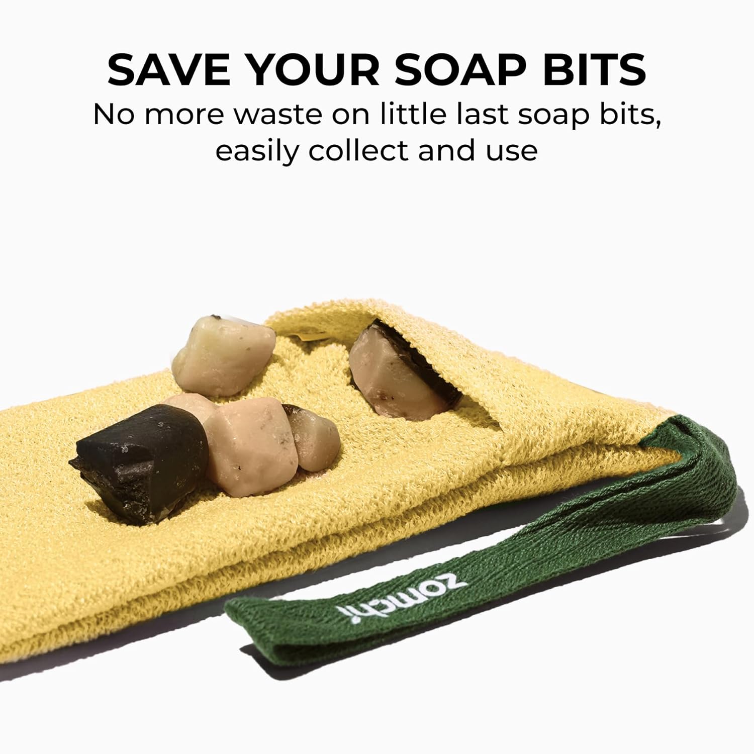 ZOMCHI Exfoliating Soap Saver Bag Set, 2 Yellow Pouches, Assorted Roughness - Image 3