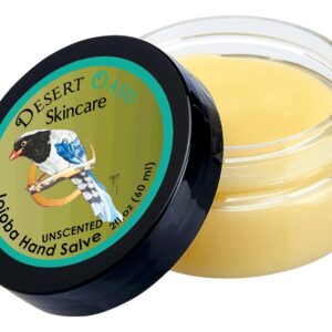 Jojoba Oil Hand Salve. Over 50% Pure Organic Jojoba Oil. Moisturizes Hair, skin, face, hands, feet naturally. Softening formula with Organic Beeswax and Organic Avocado Oil.(2 oz/60gm)
