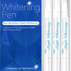 Ollm Teeth Whitening Pen Gel - 3 Pcs Tooth Whitening Gel Professional, 20+ Uses, Effective&Painless, No Sensitivity, Easy to Use, Beautiful White Smile Tooth Whitener for Home, Travel