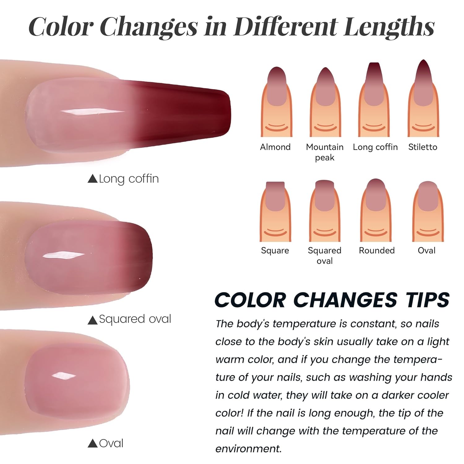 YTD Likomey Color Changing Gel Nail Polish,15ml Translucent Nude Pink Burgundy Red Mood Temperature Change Color Ombre Thermal Salon Home Nail Art Manicure UV Gel Varnish,WB08 - Image 4