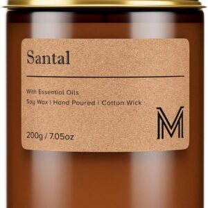 M&SENSE Santal Sandalwood Home Scented Candle for Relaxation, Gifting, Spa | 7.05oz Candle Gift for Birthday Housewarming Mother's Valentine Day
