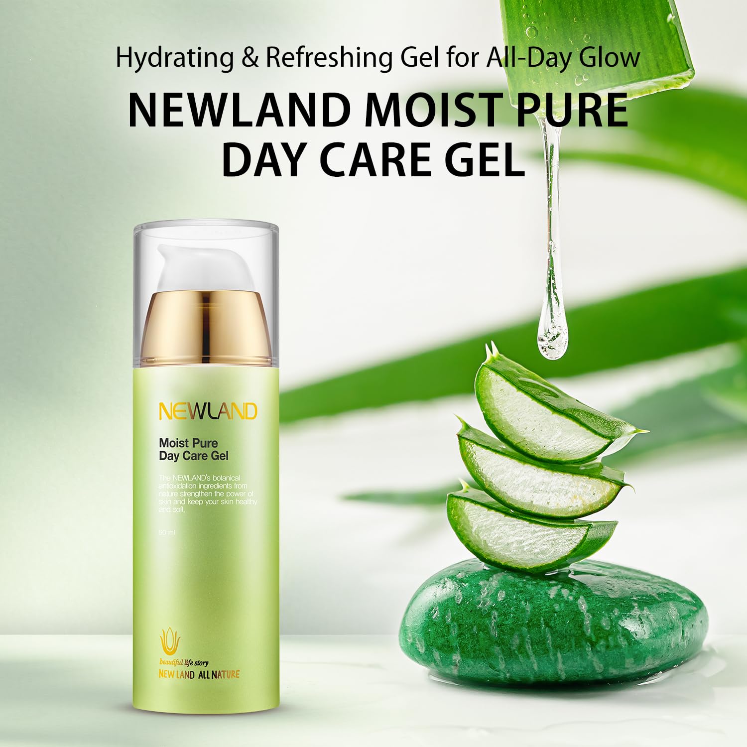 Newland All Nature Moist Pure Day Care Gel 3.21 oz Hydrating Soothing Facial Moisturizer - Image 2