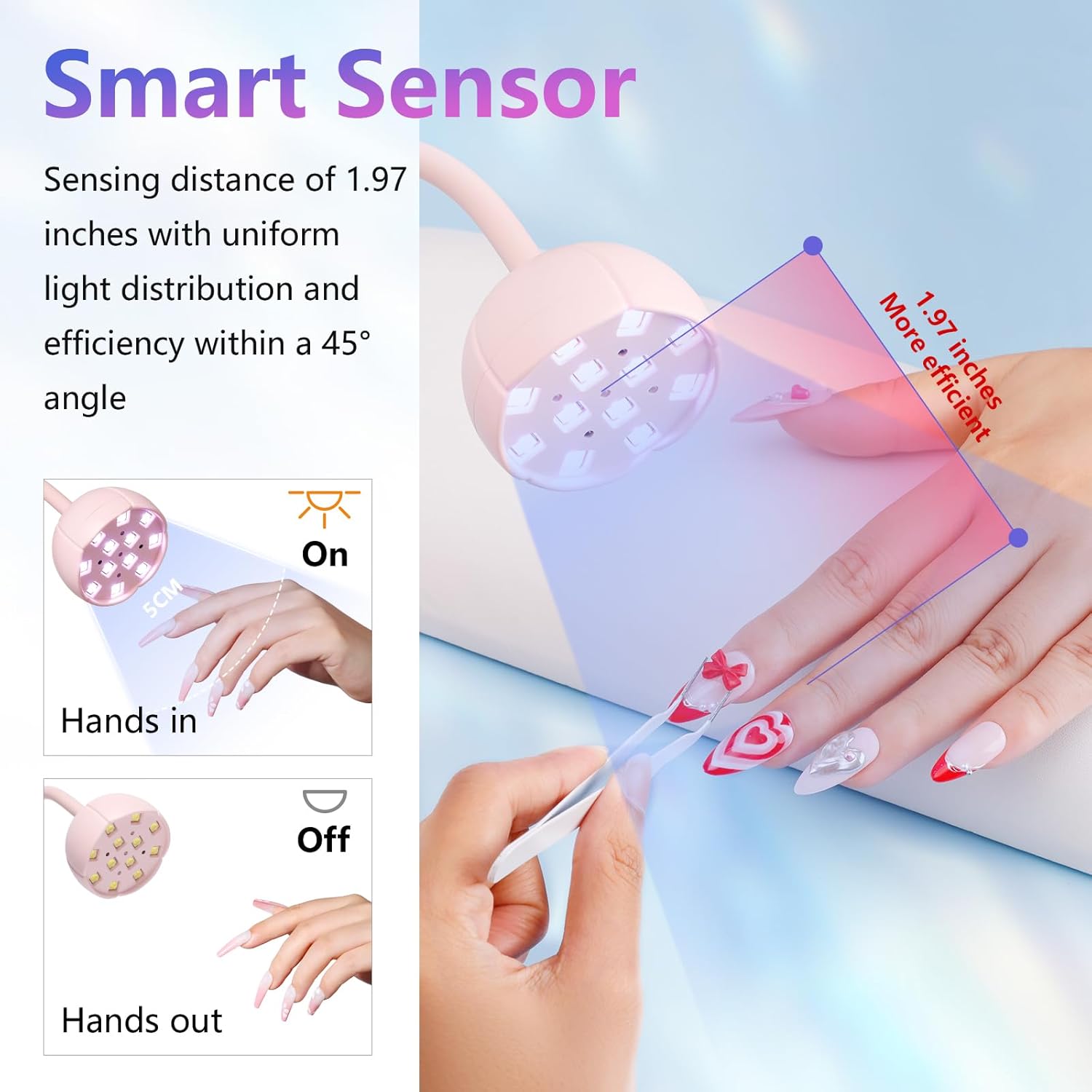 Makartt UV LED Nail Lamp - Gooseneck UV Light for Gel Nails Cherie Cordless USB 39W Nail Dryer Gel Lamp with 4 Times & Auto Sensor Professional Fast Flash Curing Polish Nail Art - Image 6